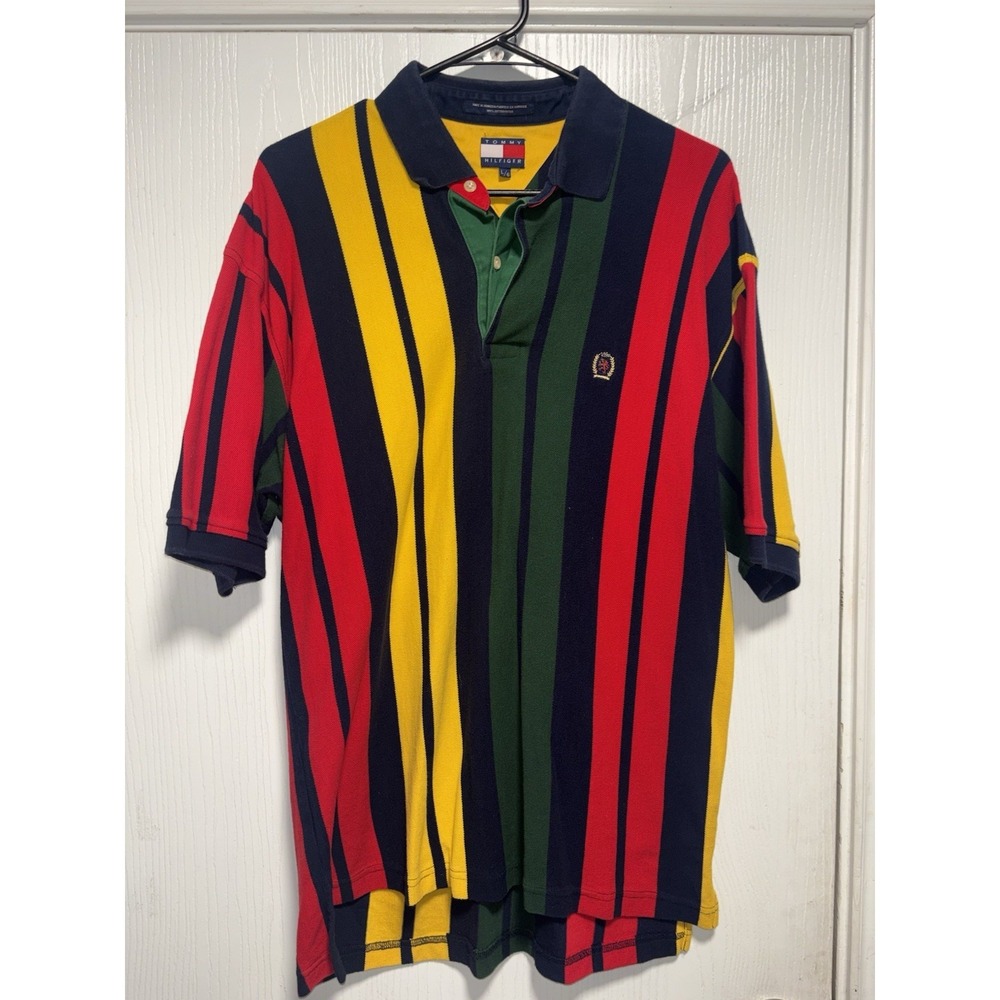Vintage 90's Tommy Hilfiger Polo Shirt Colorblock Men's‎ Large